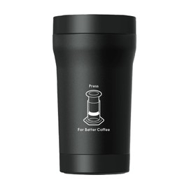 AeroPress Stainless Steel Travel Coffee Tumbler - Double-Wall Insulation for Hot or Cold Drinks with a Splash-Resistant Lid and Built-In Filter Storage, Cup Holder Friendly - 16 oz, Black