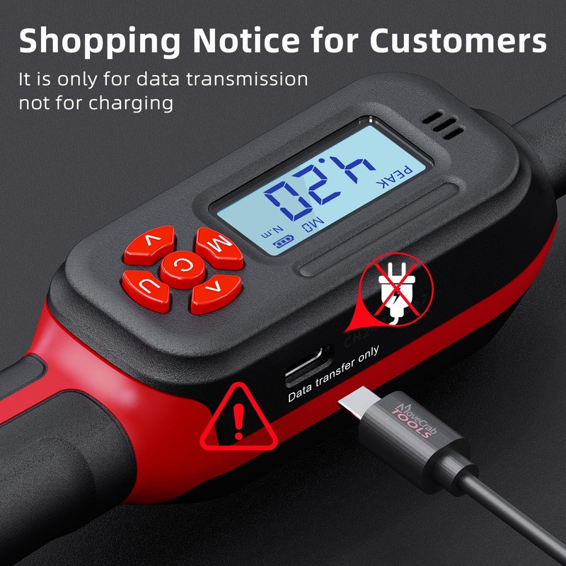 MOVECRAB 3/8" Drive Digital Torque Wrench, 3-62.6 Ft.lb/4.2-85 N.m, ±2%