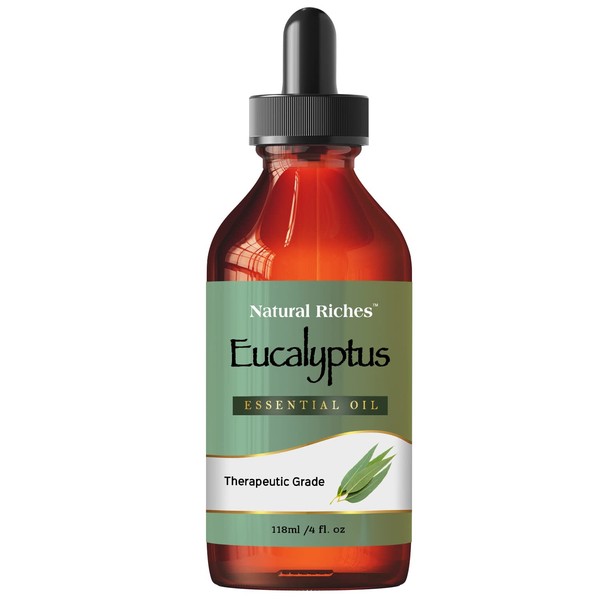 Natural Riches Pure Eucalyptus Essential Oil Premium Quality Therapeutic for Diffuser/Humidifier Aromatherapy - 4 fl oz.