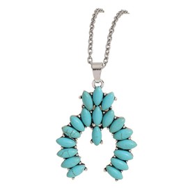 Fuqimanman2020 Western Turquoise Cowboy Cowgilrs Lightning Pendant Necklace Bull Head Bar Y Necklace for Women Gemstone Cattle Bohemian Tribal Jewelry for Mother's Day Gift-Semicircle, Stone Crystal,