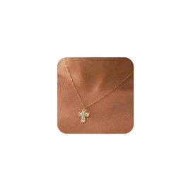 SERYNOW Chunky Hammered Cross Necklace for Women Men - Mixed Metal Religious Christian Statement Cross Pendant Jewelry Gift for Her