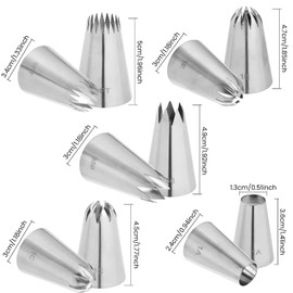 Large Icing Piping Tips Set 5PCS Cupcake Decorating Tip Set Extra Large Piping Icing Tips Closed Star Pastry Tip Open Star Piping Tip French Star Pastry Tube Plain Pastry Tube1A#1E#1C#356#9FT#