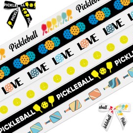 LANGFON 6PCS 3/8" Pickleball Ribbon for Sports Tournament Decor 18 Yard, Pickleball Grosgrain Sports Ribbon for Team Party Decor Gifts Wrapping Player Gift Basket Trophy Award Party Supplies