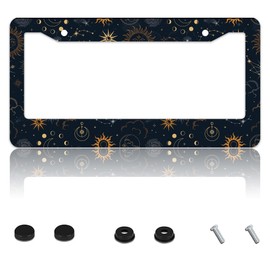 License Plate Frame Magic Constellations Sun Moon Stars License Plate Frames Covers Holder Auto Accessory Bracket Stainless Steel License Plate Holder with Screws for Women Men 12.2" x 6.2"