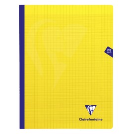 Clairefontaine Mimesys 349341C Exercise Book / Notebook with Thread Binding, DIN A4+ 24 x 32 cm, 96 Sheets 90 g, French Ruling, Polypropylene Cover, Yellow, Pack of 1