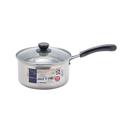 Pearl Metal HB-6513 Single Handle Pot, 7.1 inches (18 cm), Glass Lid Included, Induction Compatible, Stainless Steel, Vegetable