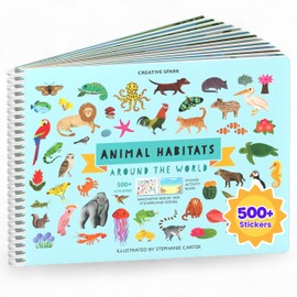 Cupkin Animal Sticker Book Activity for Kids, Toddler Airplane Travel Essentials, 500+ Habitat Stickers for Kids + 12 Scenes + 12 Coloring Book Pages, Animal Lover Gift, Childrens Crafts for Ages 2-8