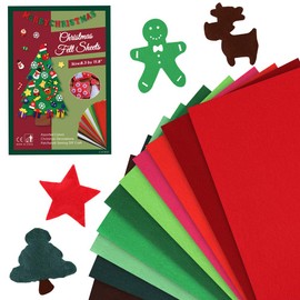 Pllieay 10 Pieces Soft Christmas Felt Fabric Sheets, 8.3 by 11.8" (A4 Size), 1.4mm Thick Multi-Purpose for DIY Art Making and Christmas Decorations, 10 Colors