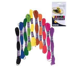 Korbond 10 Pack Dark 10 x 7m 6 Stranded Skeins – 70m of Floss – Ideal for Embroidery Work, Cross Stitch, Crafting, DIYs and Upcycling