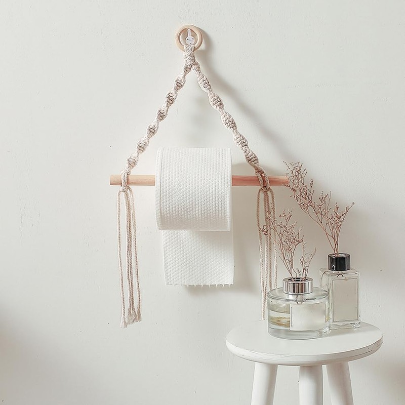Cabilock 1 x Paper Towel Holder Woven Wall Hanging Macrame