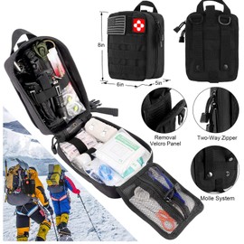 216 Pcs Survival First Aid kit, Professional Survival Gear Equipment Tools First Aid Supplies for SOS Emergency Hiking Hunting Disaster Camping Adventures (Black)