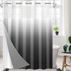 Nesphy No Hook Ombre Black and Grey Shower Curtain with