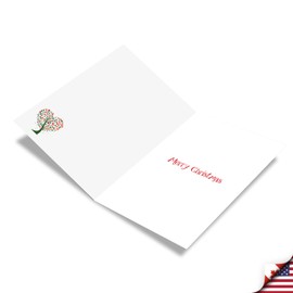 The Best Card Company - Merry Christmas Card with Envelope - Season's Greetings Notecard, Holiday Stationery - Gifted Trees C3502DXSG
