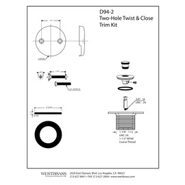Westbrass Twist & Close Tub Trim Set with Two-Hole Overflow Faceplate, Matte Black, D94-2-62