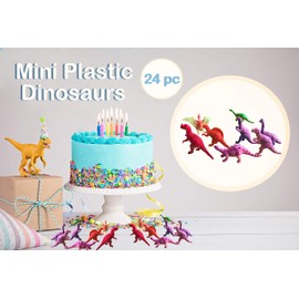 Juego de 24 piezas de mini dinosaurios de plástico de 3 pulgadas. Colores y estilos surtidos. Gran recaudación de fondos, recuerdo de fiesta y premio de carnaval