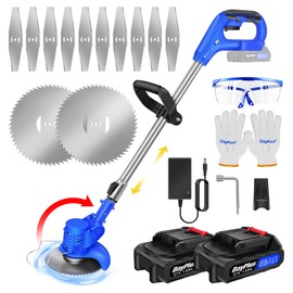 21V Cordless Strimmer, Grass Trimmer 10,000 RPM, Garden Strimmer Cordless with 2 Batteries is The Perfect Partner for All Your Garden and Lawn Care Needs