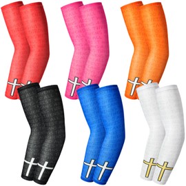 Shyyween 6 Pairs Ice Cream Compression Arm Sleeve Baseball Youth Faith Cross UV Sun Protection Arm Sleeve Sport Accessories(Faith Cross,Small)