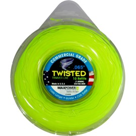 MaxPower EU-338806 Co-Polymer Trimmer Line 1.6 mm - 61 m Length Square Twisted Neon Yellow