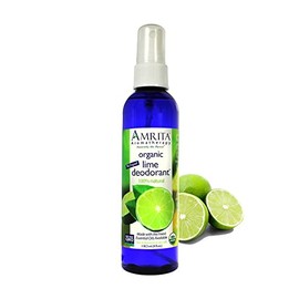 Amrita Aromatherapy Organic Lime Deodorant Spray, Paraben-Free Body Odor Eliminator, Essential Oil Blend, 4 oz.