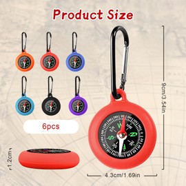 flintronic Compass Outdoor, 6 Pieces Compass Keyring, Colourful, Mini Portable for Outdoor Camping Navigation, Orienteering and Survival