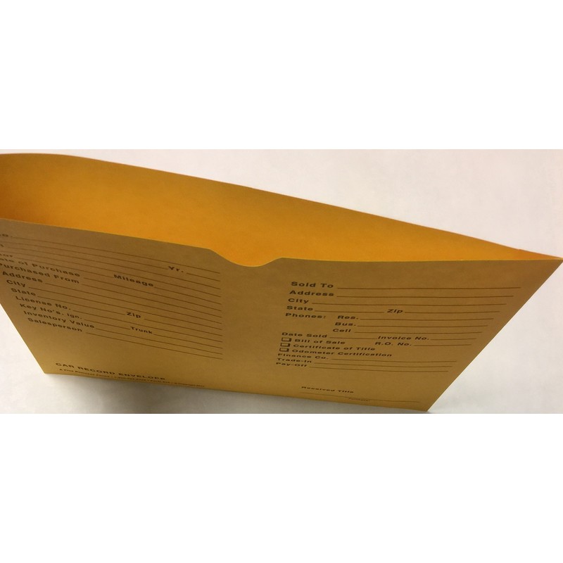 A Plus Printed Paper Car Record Envelope File Folder 12"