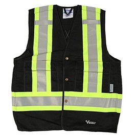 Viking Tall Safety Vest for Men and Women - High Visibility Reflective Vest for Construction and Conservation - Black, Large-X-Large