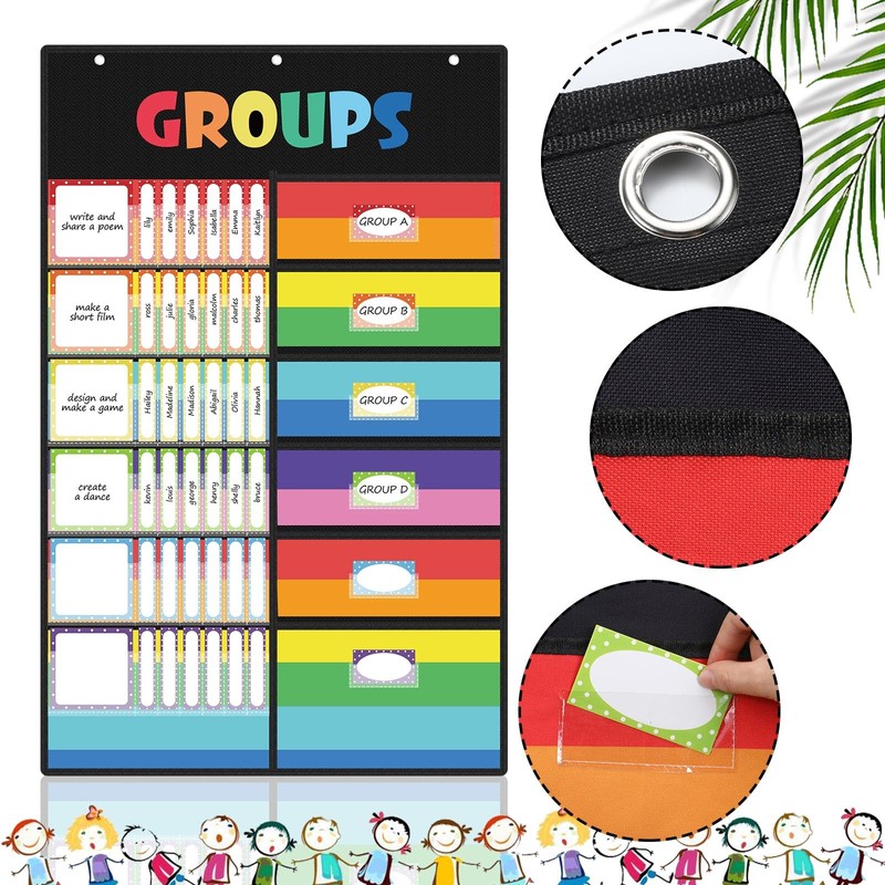 Gueevin Pocket Chart for Classroom Group Management Pocket Chart with