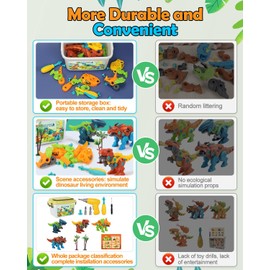 Jovrun Dinosaur Toys for Boys and Girls Aged 3-9 Operation Games Take Apart Dinosaur Gifts with Storage Box Electric Drill Included Ideal Dinosaur Birthday Educational Kids Toys