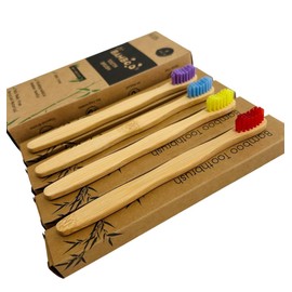 Organic Baby Bamboo Toothbrushes | 4 Pack | Soft Bristles | 100% Compostable Handle | BPA Free | Vegan Baby Toothbrushes (Multicolour) - Happy Love Creation