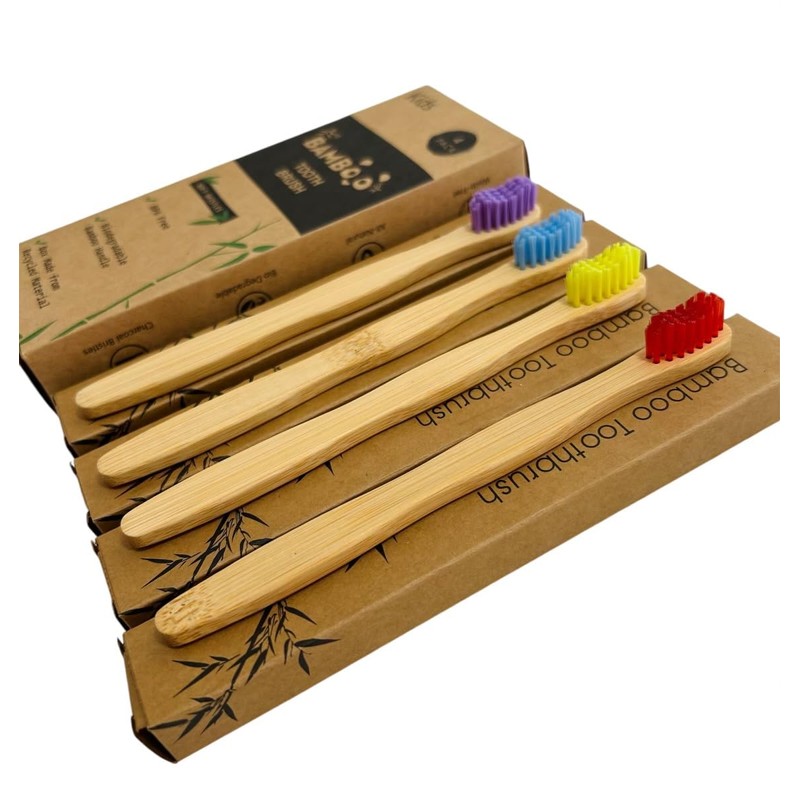 Organic Baby Bamboo Toothbrushes | 4 Pack | Soft Bristles
