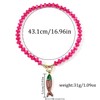 INENIMARTJ Hot Pink Chunky Beaded Fish Pendant Choker Necklace for