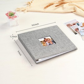 Mublalbum 8x8 Inch DIY Scrapbook Photo Album with 20 Plastic Sleeves 40 Pages Linen Cover 3 Ring Folder Binder for Wedding Baby Family and DIY Projects (Grey)