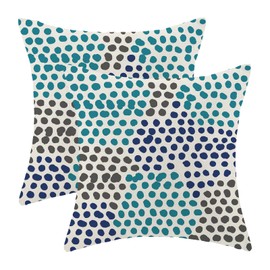 CXMEIFLY Teal Navy Blue Grey Polka Dot Pillow Covers 18x18 Inch Set of 2 Boho Outdoor Decor Throw Pillows for Couch Modern Design Watercolor Aesthetic Decorative Cushion Cases for Home Decorations