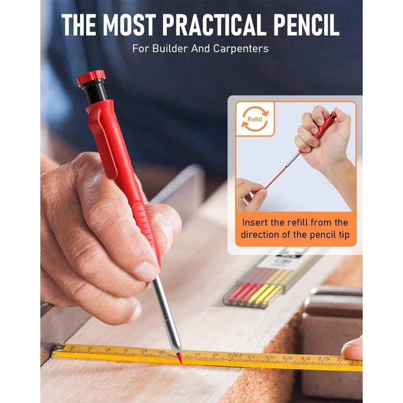 Carpenter's Pencils Set, Solid Carpenter's Pencils, Versatile Leads, Mechanical Pencil