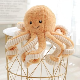 COLORS Reversible Octopus Plush large - Happy and Sad Moody octopus Stuffed toy- size 40cm Octopus Plushie Reversable teddy - Flip Octopus UK shows Emotion without saying words! (Brown 45cm)
