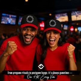 Funky Junque Chicago Trucker Hat – Upside Down City Embroidered Baseball Cap, Unisex Adjustable Snapback Hat for for Basketball, Streetwear, and Everyday Style - Chicago - Red/Black