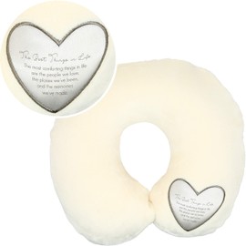Pavilion Gift Company The Best Things in Life - Soft Memory Foam Travel Hospital Stay Neck Pillow, Cream