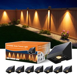8 Pack Decorative Solar Powered Fence Lights Outdoor Waterproof with Warm White LED Spot Lens, for Outside Wall, Deck, Patio, Yard, Rail, Garage, Pool, Designed for Enhanced Security, Easy Install