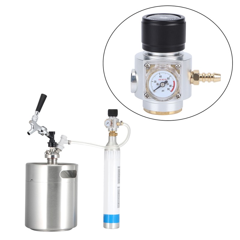 CO2 Mini Gas Regulator 0-90PSI Pressure Gauge with 5/16in Gas