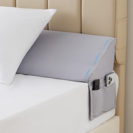 MEGCXIT King Bed Wedge Pillow for Headboard, Foam Pillow Wedge for Headboard Gap, Mattress Bed Gap Filler King, Triangle Pillow Wedge, Anti-slip Bed Crack Pillow Space Filler King (76"×10"×6") Grey