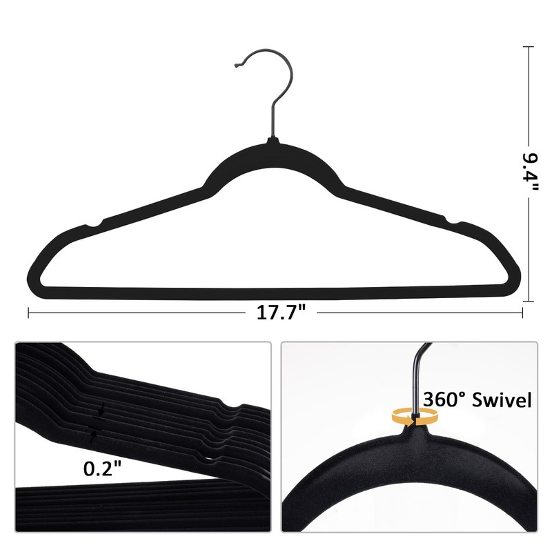Pack of 60 Velvet Hangers, Space-Saving Heavy Duty Clothes Hangers