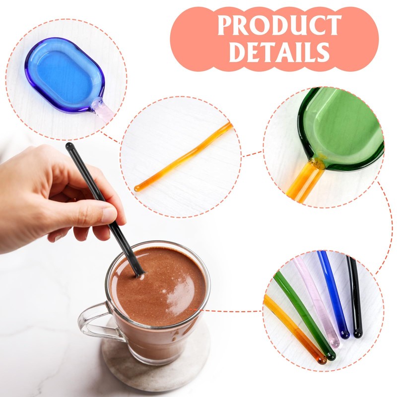 Aemgo 5 Pieces Glass Spoons, 6 inch Coffee Teaspoons, Heat