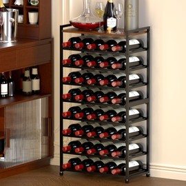 Alytree 40 Bottle Wine Rack Freestanding Floor, 8-Tier Wine Storage Racks with Table Top, Detachable Wine Bottle Holder, Bar Stand Display Shelf for Kitchen, Bar