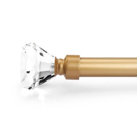 Orger Gold Curtain Rod Crystal Ends from 30-54 Inches, Modern Drapery Treatment Window Curtain Rod with Diamond Design,1 Inch Diameter Curtain Rod