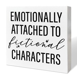 Book Lover Desk Decor Wooden Box Sign, Fictional Characters, Book Worm Nerd Decor for Home Bedroom Bookish Book Reader Librarian Decoration Book Lover Gifts for Women Men Teen Girls