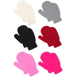 Pesaat Cartoon Baby Girl Knit Mittens Stretch Toddler Gloves For Kid Boys Fall Early Winter (Mitten 6-Pack Pink Combination, 1-3T)