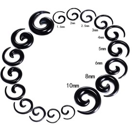 NewZenro Acrylic Spiral Snail Ear Tapers Plugs Tunnels Expander Gauges Twist Earrings Stretching Body Piercings Jewelry White Black 2 Pairs Set, Acrylic, no gemstone