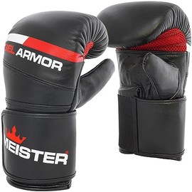 Meister Gel Armor Full Cowhide Leather Bag Mitts W/Wrist Support (12 oz - 16 oz), Black