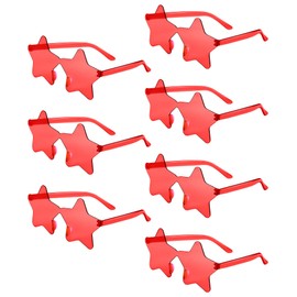 PLULON Red Star Sunglasses for Kids, 7 Pairs Red Star Sunglasses Rimless Star Shape Sunglasses, Star Glasses Bulk Bachelorette Sunglasses Star Party Favors for Birthday Beach Kids Adult