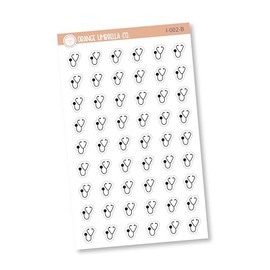 Health Icon Planner Stickers, Dr. Appointment Icon Planner Stickers, Black Color Print Planning Icon Stickers (I-002-B)